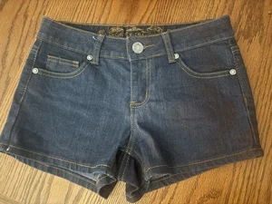 Junior's Women's~Wax Jean~Dark Wash Short Shorts~Size Small - Picture 1 of 10