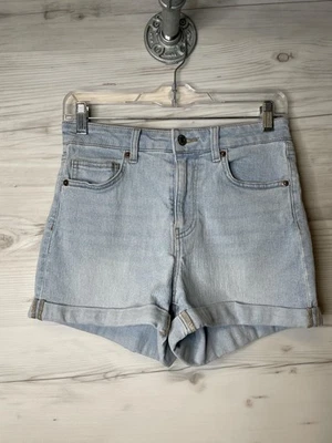 Pantalones Cortos H&M Para Mujer 6 Lavado Ligero Denim Tiro Alto Puño Enrollado Informal Verano Bolsillos Foto 1 de 4