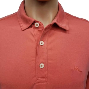 Tommy Bahama Polo Shirt Men M Modal Poly Coral Red Orange Marlin Short Sleeve - Picture 1 of 12