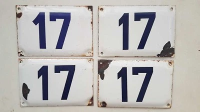 Letrero de puerta de casa genuino vintage de porcelana esmaltada número 17 # 17 ELIGE DEL LOTE Foto 1 de 4
