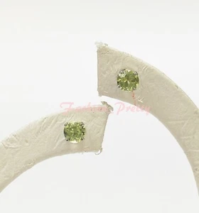 New Arrived! Pretty 1/2 Carat Peridot Stud Earrings in White Gold ( Gold Filled) - Picture 1 of 9