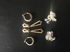 3 Pairs Vintage Gold/Crystal Clip On Earrings