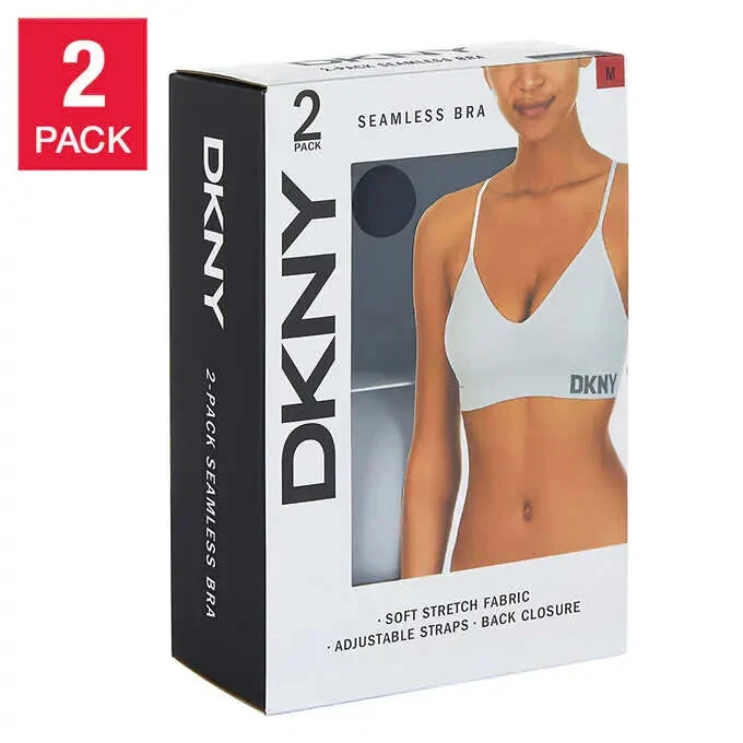 NWT DKNY Women's Seamless All Day Two Pack Bra Ink/Aluminum Size L $50 2HL156 - Image 1 of 4