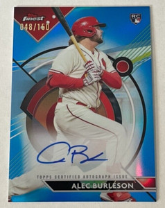 2023 Topps Finest Alec Burleson BLUE REFRACTOR AUTOGRAPH Auto Rookie RC #48/150