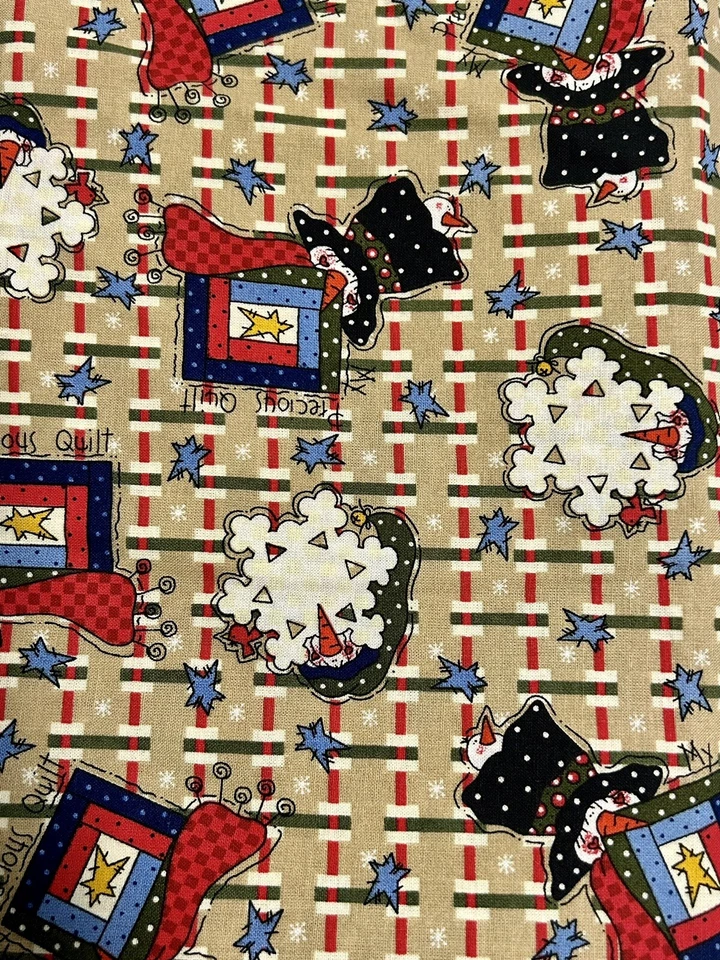 The Whole Country Caboodle My Precious Quilt Sewing Fabric Snowman 37" x 42" - Image 1 of 4