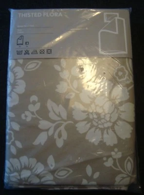 IKEA THISTED FLORA Twin Duvet Cover with Pillowcase Beige Floral NEW  - Image 1 of 4