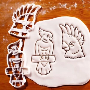 Set of 2 Cockatoo Cookie Cutters pet Bird perch sulphur-crested parrot tropical - Picture 1 of 10