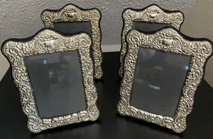 Vintage ORNATE SILVERPLATE Picture Frames LOT 4 Matching 4”x 5” Velveteen Backs - Picture 1 of 15