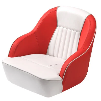 Captain Pilot Bucket Boat Seat Marine Grade Padded Vinyl Chair,White/Red Foto 1 de 4