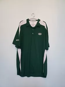 Reebok New York Jets Mens 2XL Polo Shirt Green NFL Football Short Sleeve Vented - Picture 1 of 5