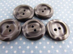 15mm & 20mm Round Rimmed 2 Hole Gloss Buttons Charcoal Grey Packs of 5, 10 or 20