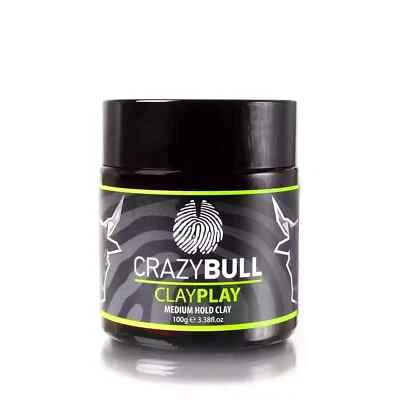 Crazy Bull Clay Play 100ml Medium Hold Clay Vegan Hair Styling Barber Product