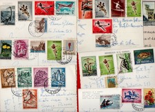 SAN MARINO-LOTTO DI 7 CARTOLINE CON BELLE AFFRANCATURE-FRANCOBOLLI