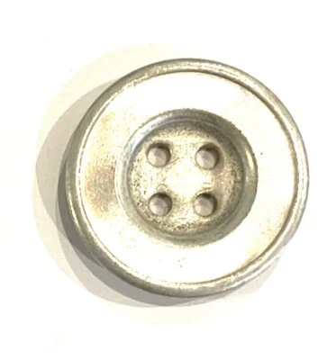 4pc Matte Silver Round Metal 4 Hole Buttons Jacket Coat Military 15.5mm - Image 1 of 4