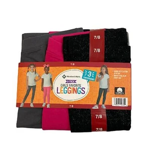 Member's Mark Girl's Cotton Stretch Ankle Leggings, 3 Pack Pink, Black, Gray - Picture 1 of 3