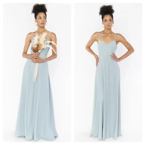 Show Me Your MuMu Faith Maxi Dress in Silver Sage Crisp Princess Cut Size Medium - Picture 1 of 15