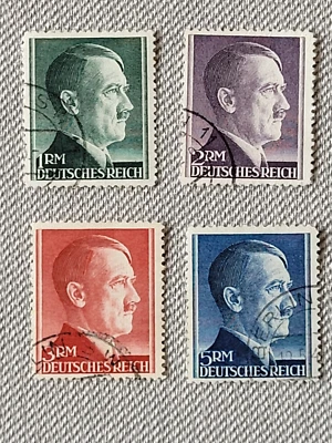 Nazi Germany - 1942 -  High Value Hitler Heads - Mi 799A-802A - Used - CV 100 Eu - Image 1 of 2