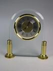 Acctim Mantel Clock In Solid Glass Case Gold Coloured Stand Quartz Working