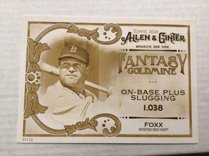 #FG-20 Jimmie Foxx  09/10 made 5x7 2018 Topps Allen & Ginter Fantasy Goldmine
