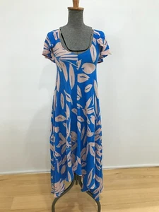 Mister Zimi Phi Phi Harper dress blue 100% silk flutter cap sleeves high low 6 - Picture 1 of 10