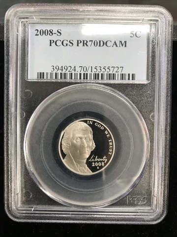 2008-S Proof Jefferson Nickel PCGS PR70 DCAM Deep Cover