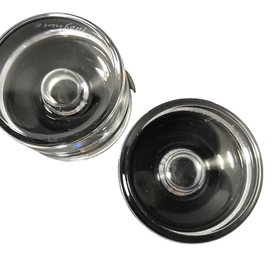 Orrefors Elegant Sweden Signed Crystal Round Puck Candlestick Holder Set Of 2 - Image 1 of 4