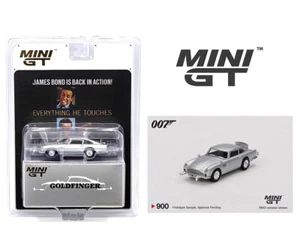Mini GT 1:64 Aston Martin DB5 James Bond 007 Goldfinger confezione inglese argento - Foto 1 di 3