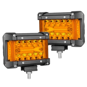 Combo de luces de trabajo LED ámbar de 2x4" barra punto de inundación cuatro filas conducción niebla tirador lateral - Imagen 1 de 12