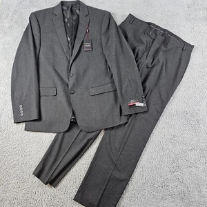 Van Heusen 2 Piece Suit Mens 44R / 37x31 Flex Slim Fit Charcoal Two Button - Picture 1 of 23