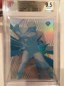 Maikel Franco 2015 Topps High Tek BGS 9.5 Phillies #1/1 Printing Proof Cyan - Picture 1 of 3