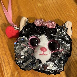 TY Kiki sequin cat purse/ wristlet 2018 EUC