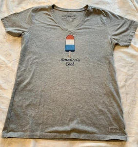 life is good tshirts women medium gray short sleeve popsicle “America’s Cool" - Picture 1 of 8