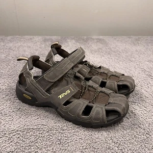 Teva Forebay Sandals Mens 11 Brown Faux Leather Water Shoes Fisherman Closed Toe - Picture 1 of 14