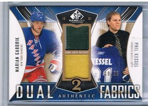 2009-10 GABORIK/KESSEL UD GAME USED FABRICS DUAL PATCHES #AF2-GK LEAFS #10/25