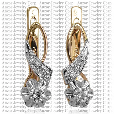 PENDIENTES DE DIAMANTES ESTILO EUROPEO ORO BLANCO ROSA 585 .30 ct.t.w. E1149 Foto 1 de 4