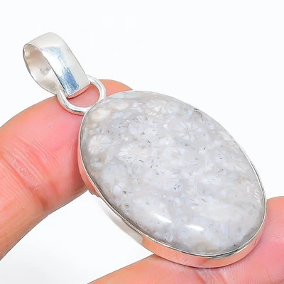 Pendente In Argento Sterling 925 Fatti A Mano In Gemma Corallo 2.01 - Immagine 1 di 4