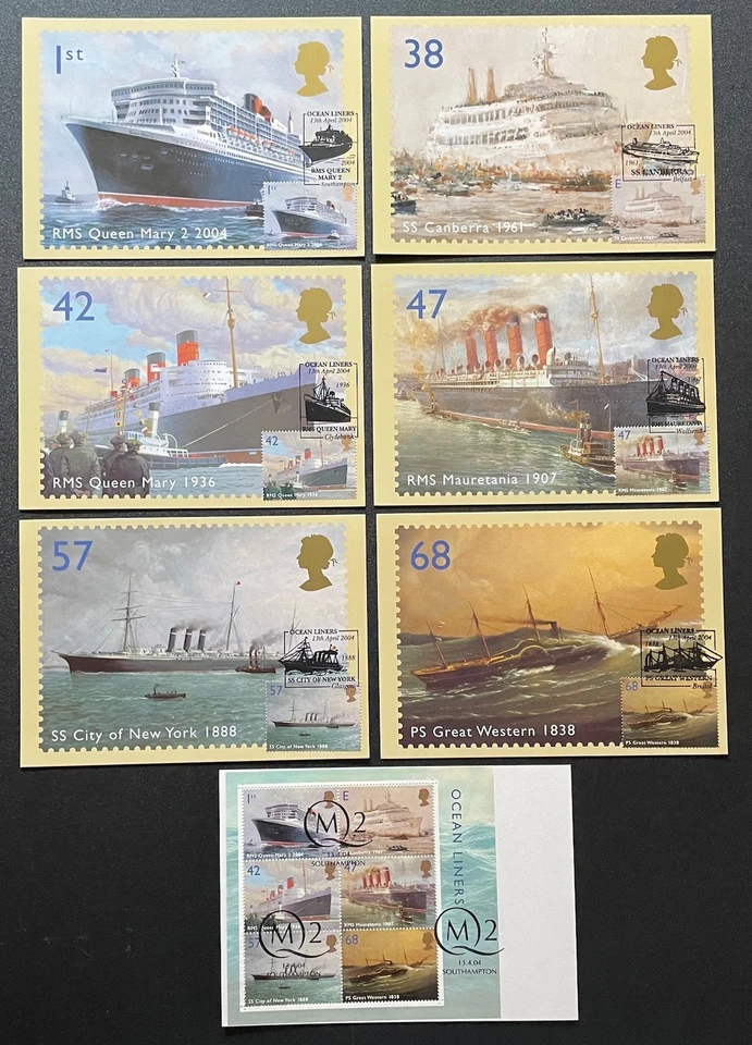 2004 Ocean Liners PHQ cards Lot 2. FDI Front. With SHS (all different) - Image 1 of 1
