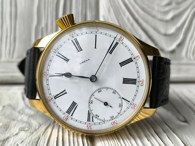 Часы Marriage Driver — механизм для карманных часов Omega 1902 г. оригинальный эмалированный циферблат 48 мм - Изображение 1 из 4