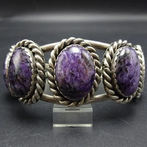 Brazalete LOLITA PLATO Navajo DE COLECCIÓN Plata Esterlina PÚRPURA CHAROITE - Imagen 1 de 17