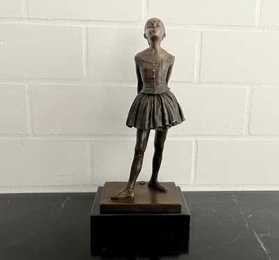 Bronzefigur Ballerina Degas – Tänzerin auf Marmorsockel, signiert - Bild 1 von 4
