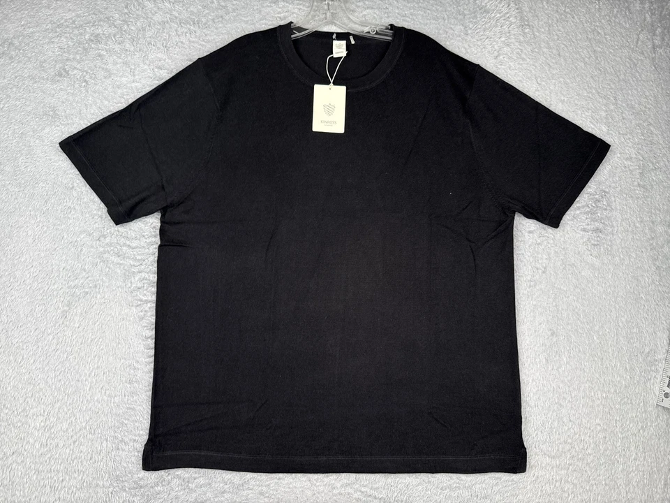 Camisa Kinross Para Hombres 2XL XXL Negra Seda Mezcla Cachemira Cuello Redondo NUEVA LEER Foto 1 de 4