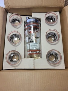 NOS Vintage Hazel Atlas SPORTS Cocktail Shaker & 6 Glasses, Serving Tray. - Picture 1 of 10