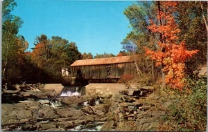 Ponte coperto al Thetford Center Vermont traliccio in legno cartolina non spedita A3 - Foto 1 di 2