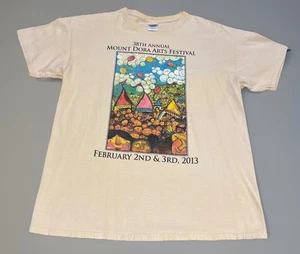Camiseta grande Mount Dora FL Arts Festival amarillo arte dibujo dibujos animados 2013 de colección - Imagen 1 de 5