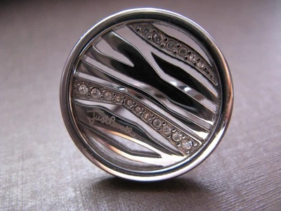 Just Cavalli Stahl Coctail Ring Edelstahl Silberfarben Strass Neuwertig - Bild 1 von 4