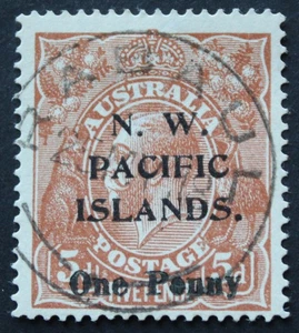 New Guinea 1918 One Penny on Five Pence opt SG 100 used - Picture 1 of 1