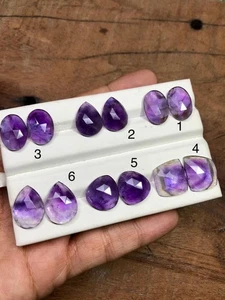 Natural Amethyst Gemstone Pair: Loose Purple Amethyst Stones for Earrings - Picture 1 of 3