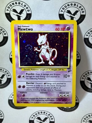 Mewtwo 10/130 Base Set 2 Holo Rare Pokemon WOTC VINTAGE LP-MP GALAXY SWIRL - Image 1 of 2