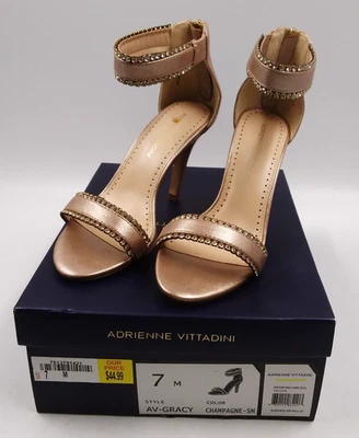 Adrienne Vittadini Gracy 女式香槟粉色拉链后高跟鞋 7 码 — 第 1/4 张图片