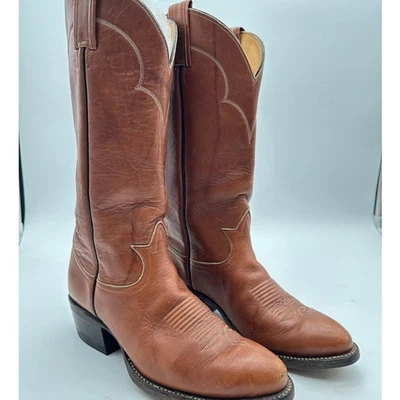 Vtg Western Cowboy Tony Lama 6084 Brown Marble Leather Boot  6 D Men  / Woman 8  - Image 1 of 4